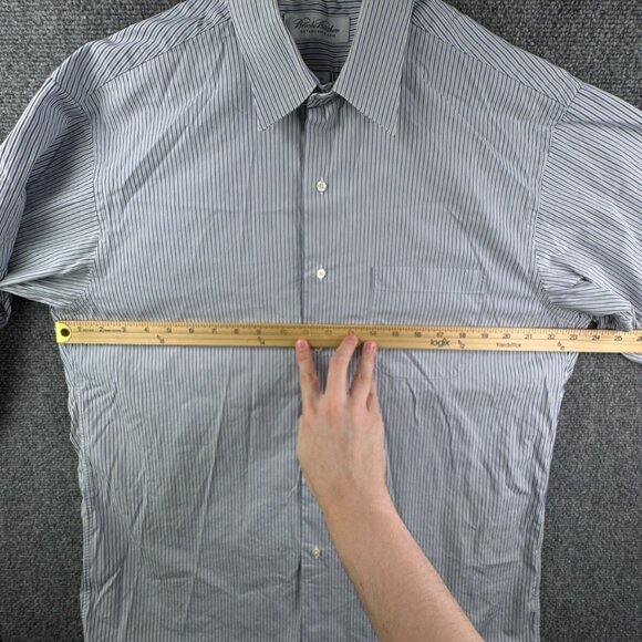 Brooks Brothers Casual Long Sleeve Button Up Shirt Striped Blue Beige 16 30/31 - Picture 5 of 13